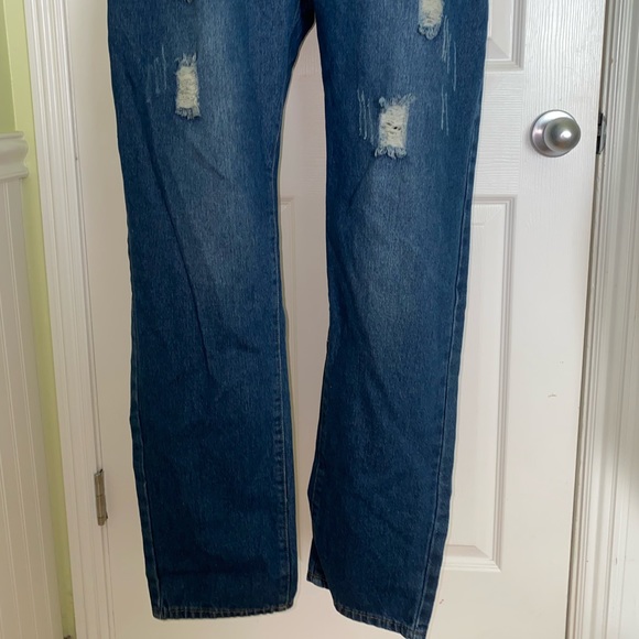 BASE GIRL NEW JENS Blue Distressed Overalls XL - Picture 13 of 14